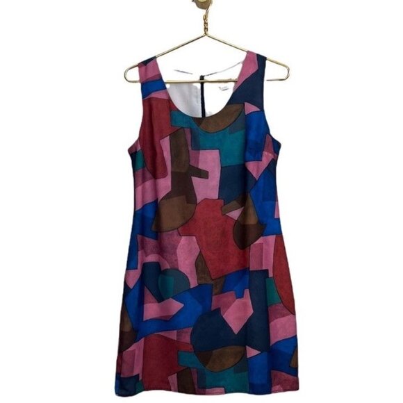 Lili Sidonio Molly Bracken Cubism Art Deco Colorful Shift Dress Size Medium - Picture 7 of 8